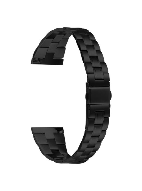 For Garmin Vivoactive 4 Ultra-Thin Smartwatch Strap 3-Bead Stainless Steel Wrist Band - Black