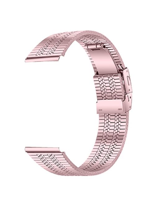 For Garmin Vivoactive 4 Watch Strap Stainless Steel Wrist Band - Rose Pink