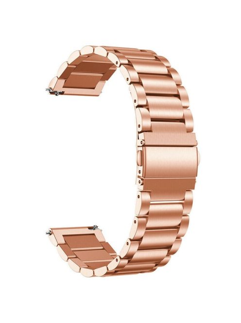 For Garmin Vivoactive 4 Wrist Strap 316L Stainless Steel 22mm Replacement Watch Band - Rose Gold