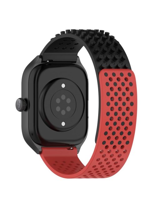 For Garmin vivoactive 5 / GarminActive 5 / Venu Sq 2 Silicone Watch Strap 20mm Breathable Watch Band - Black / Red