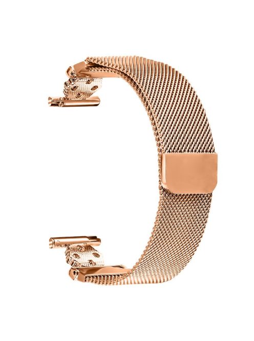 For Garmin vivoactive 5 / GarminActive 5 Milanese Band Flower Stainless Steel Magnetic Mesh Watch Strap - Rose Gold