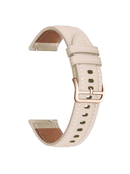 For Garmin vivoactive 5 / Venu 2 Plus / Venu Sq PU Leather Watch Strap Gold Buckle 20mm Watch Band - Apricot