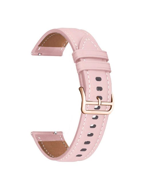 For Garmin vivoactive 5 / Venu 2 Plus / Venu Sq PU Leather Watch Strap Gold Buckle 20mm Watch Band - Pink