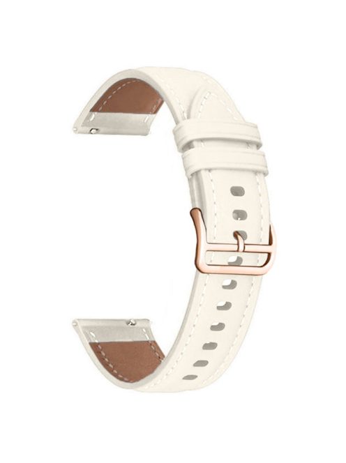 For Garmin vivoactive 5 / Venu 2 Plus / Venu Sq PU Leather Watch Strap Gold Buckle 20mm Watch Band - White