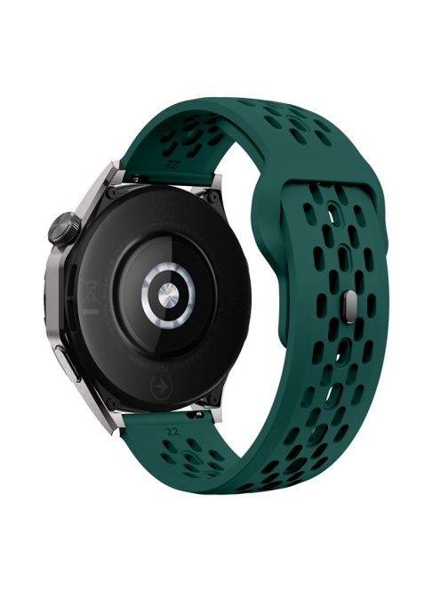 For Garmin vivoactive 5 / Venu 2 Plus Silicone Watch Band 20mm Hollow Adjustable Strap - Blackish Green