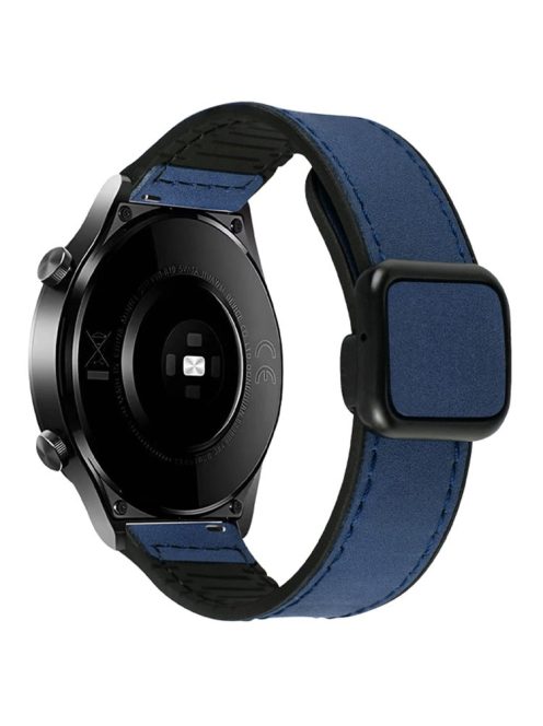 For Garmin vivoactive 5 / Venu 2 Plus Universal 20mm Watch Strap Crazy Horse Texture Leather+Silicone Band - Dark Blue