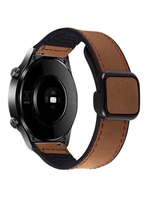 For Garmin vivoactive 5 / Venu 2 Plus Universal 20mm Watch Strap Crazy Horse Texture Leather+Silicone Band - Dark Brown