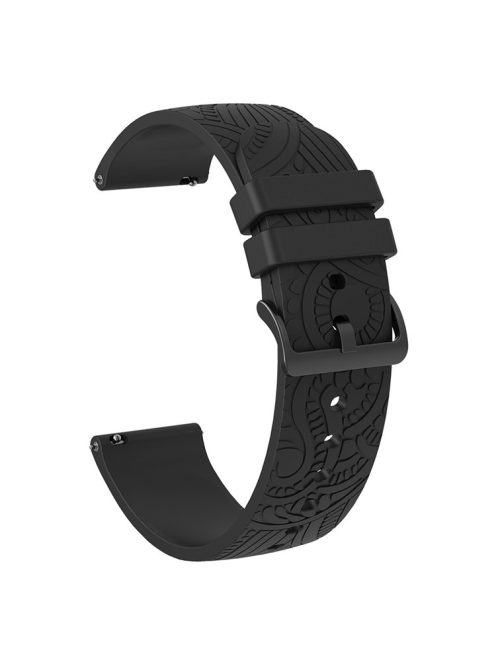 For Garmin Vivomove / Samsung Gear Sport / Pebble 2 / Huawei Watch 2 Patten Silicone Strap 20mm Watchband - Black