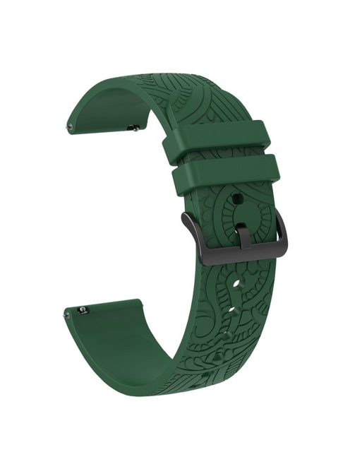 For Garmin Vivomove / Samsung Gear Sport / Pebble 2 / Huawei Watch 2 Patten Silicone Strap 20mm Watchband - Blackish Green