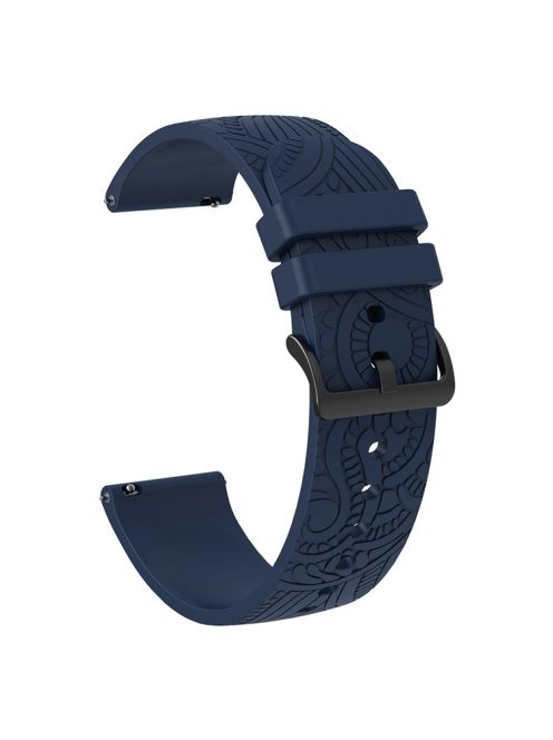 For Garmin Vivomove / Samsung Gear Sport / Pebble 2 / Huawei Watch 2 Patten Silicone Strap 20mm Watchband - Navy Blue