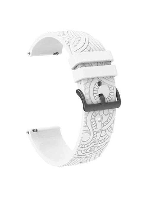 For Garmin Vivomove / Samsung Gear Sport / Pebble 2 / Huawei Watch 2 Patten Silicone Strap 20mm Watchband - White