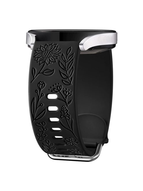 For Garmin Vivomove 3 / Forerunner 645 / Samsung Gear S2 Classic Universal 20mm Carving Flower Silicone Watch Strap - Black