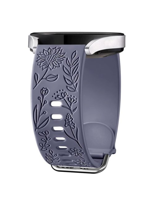 For Garmin Vivomove 3 / Forerunner 645 / Samsung Gear S2 Classic Universal 20mm Carving Flower Silicone Watch Strap - Blue Grey