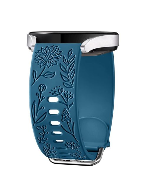 For Garmin Vivomove 3 / Forerunner 645 / Samsung Gear S2 Classic Universal 20mm Carving Flower Silicone Watch Strap - Green Blue