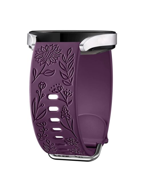 For Garmin Vivomove 3 / Forerunner 645 / Samsung Gear S2 Classic Universal 20mm Carving Flower Silicone Watch Strap - Purple