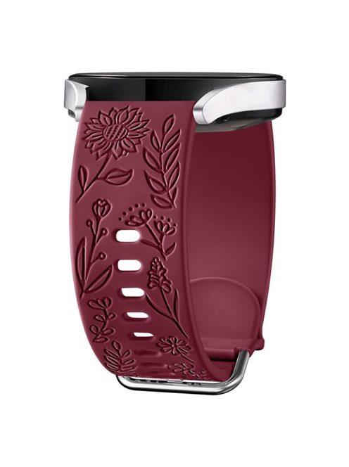 For Garmin Vivomove 3 / Forerunner 645 / Samsung Gear S2 Classic Universal 20mm Carving Flower Silicone Watch Strap - Wine Red