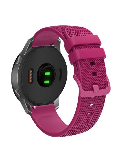 For Garmin Vivomove 3 / GarminMove 3 Silicone Watch Strap 20mm Plaid Pattern Sport Bands - Fuchsia