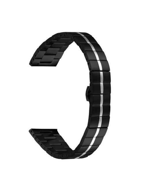 For Garmin Vivomove 3 / GarminMove 3 Stylish Line Design Watch Band Stainless Steel Wrist Strap - Black+Silver