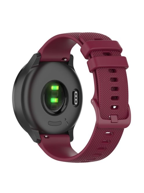 For Garmin Vivomove Sport/Venu 2 Plus 20mm Silicone Smart Watch Strap Grid Texture Adjustable Wristband - Wine Red