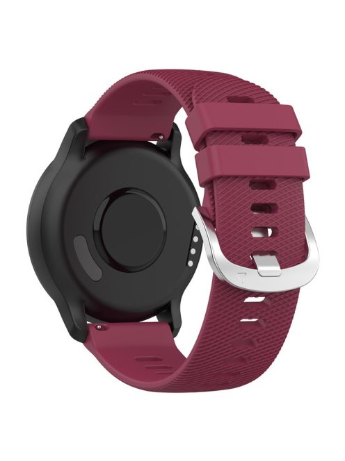 For Garmin VivoMove Trend / Venu Sq 2 Silicone Watch Band 20mm Cross Stripe Watch Strap Replacement - Wine Red