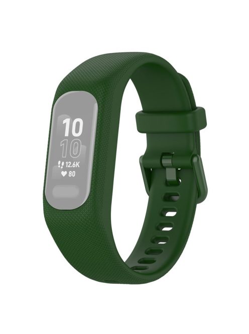 For Garmin Vivosmart 5 Anti-scratch Silicone Watch Band with Case Protector Wrist Strap - Army Green