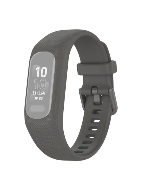 For Garmin Vivosmart 5 Anti-scratch Silicone Watch Band with Case Protector Wrist Strap - Grey