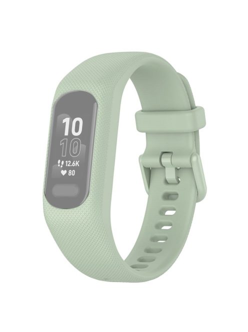 For Garmin Vivosmart 5 Anti-scratch Silicone Watch Band with Case Protector Wrist Strap - Light Green