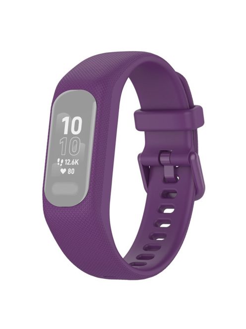 For Garmin Vivosmart 5 Anti-scratch Silicone Watch Band with Case Protector Wrist Strap - Purple