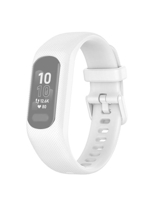 For Garmin Vivosmart 5 Anti-scratch Silicone Watch Band with Case Protector Wrist Strap - White