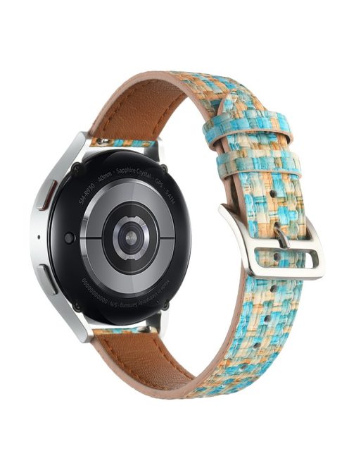 For GarminActive 5 / Samsung Galaxy Watch6 Classic 47mm 43mm Watch Band 20mm Braided PU Leather Wrist Strap - Baby Blue