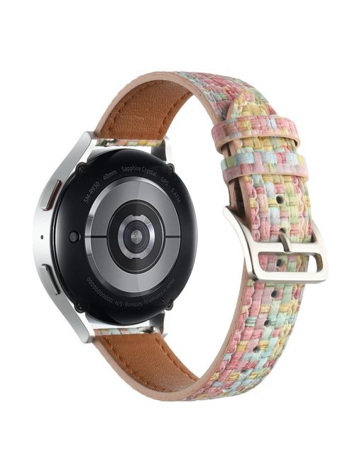 For GarminActive 5 / Samsung Galaxy Watch6 Classic 47mm 43mm Watch Band 20mm Braided PU Leather Wrist Strap - Light Pink