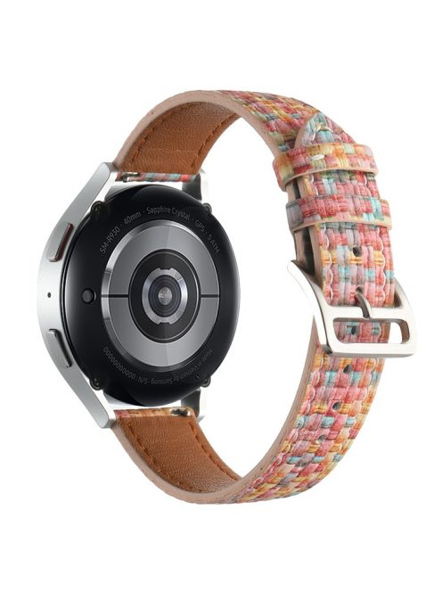 For GarminActive 5 / Samsung Galaxy Watch6 Classic 47mm 43mm Watch Band 20mm Braided PU Leather Wrist Strap - Pink Blue