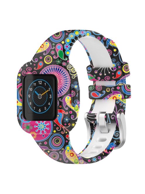 For GarminFit RJ3 / Garmin Vivofit JR3 Pattern Printing Silicone Smart Watch Band Wrist Strap Replacement - Peacock