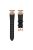 For GarminMove 3  /  Vivomove 3 Watchband Genuine Cow Leather Strap, Rose Gold Connector with Rhinestone Crown Decor - Black