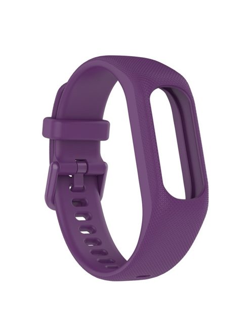 For GarminSmart 5 Wear-resistant Soft Silicone Watch Band with Case Protector Wrist Strap - Purple