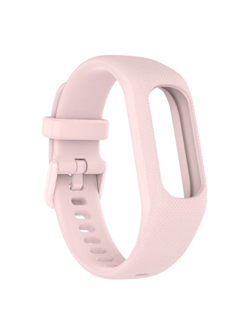 For GarminSmart 5 Wear-resistant Soft Silicone Watch Band with Case Protector Wrist Strap - Rose Pink