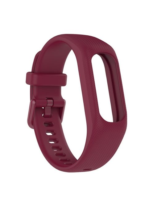 For GarminSmart 5 Wear-resistant Soft Silicone Watch Band with Case Protector Wrist Strap - Wine Red