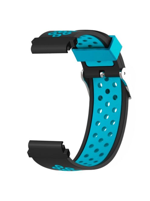 For Huami Amazfit Falcon / Garmin Fenix 7 / 6 / 5 Dual Color Watch Band Silicone Strap with 22mm PC Connector - Black+Blue