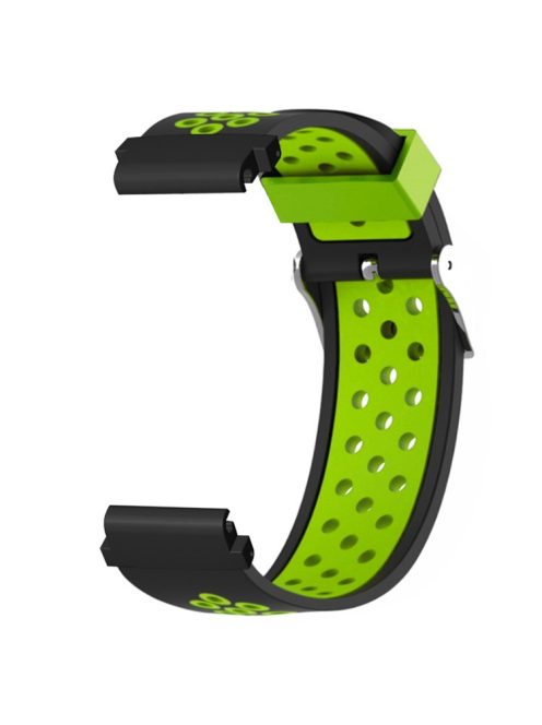 For Huami Amazfit Falcon / Garmin Fenix 7 / 6 / 5 Dual Color Watch Band Silicone Strap with 22mm PC Connector - Black+Green