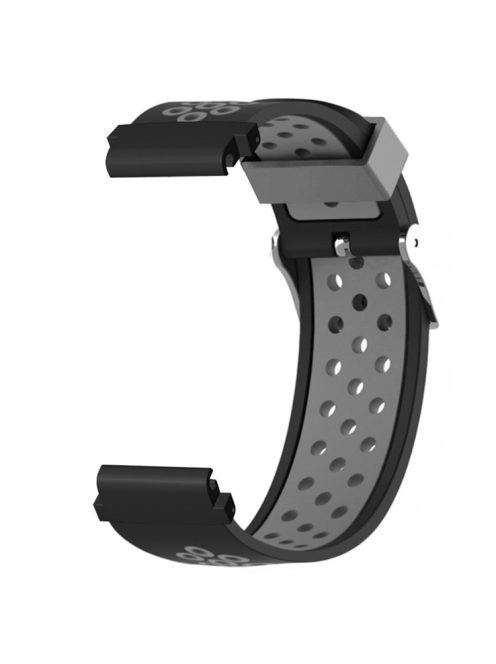 For Huami Amazfit Falcon / Garmin Fenix 7 / 6 / 5 Dual Color Watch Band Silicone Strap with 22mm PC Connector - Black+Grey