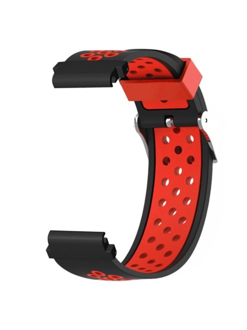 For Huami Amazfit Falcon / Garmin Fenix 7 / 6 / 5 Dual Color Watch Band Silicone Strap with 22mm PC Connector - Black+Red