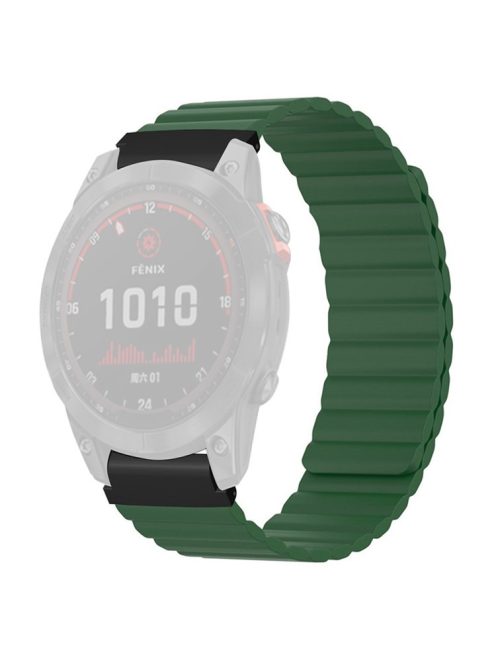 For Huami Amazfit Falcon / Garmin Fenix 7 / 6 / 5 Magnetic Watch Band Silicone Replacement Strap with 22mm PC Connector - Army Green