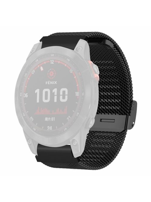 For Huami Amazfit Falcon / Garmin Fenix 7 / 6 / 5 Watch Strap Milanese Mesh Band with 22mm PC Connector - Black