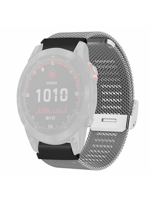 For Huami Amazfit Falcon / Garmin Fenix 7 / 6 / 5 Watch Strap Milanese Mesh Band with 22mm PC Connector - Silver