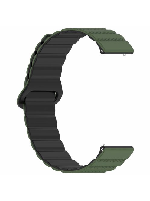 For Huawei Watch GT 4 41mm / Asus Zenwatch 3 WI503Q / Garmin Forerunner 265S Magnetic Strap 18mm Universal Silicone Watch Band - Army Green+Black