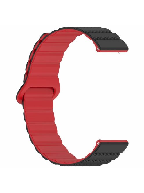 For Huawei Watch GT 4 41mm / Asus Zenwatch 3 WI503Q / Garmin Forerunner 265S Magnetic Strap 18mm Universal Silicone Watch Band - Black+Red