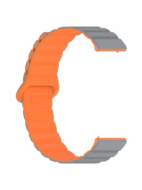 For Huawei Watch GT 4 41mm / Asus Zenwatch 3 WI503Q / Garmin Forerunner 265S Magnetic Strap 18mm Universal Silicone Watch Band - Grey+Orange