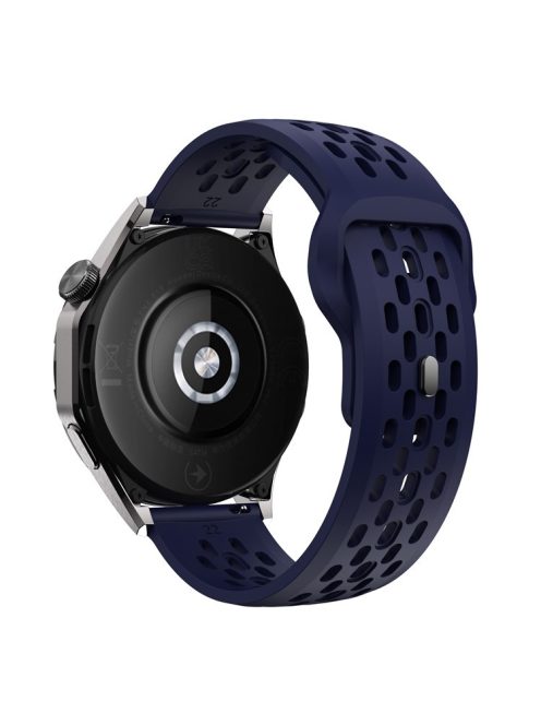 For Huawei Watch GT 4 41mm / Garmin Venu 3S / 2S 18mm Silicone Strap Hollow Watch Band - Midnight Blue