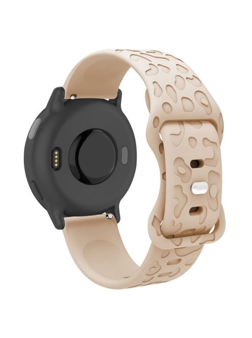 For Huawei Watch GT 4 41mm / Garmin Venu 3S 18mm Watch Band Leopard Texture Silicone Wrist Strap - Milk Tea