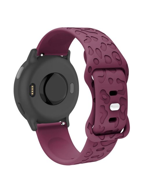 For Huawei Watch GT 4 41mm / Garmin Venu 3S 18mm Watch Band Leopard Texture Silicone Wrist Strap - Wine Red